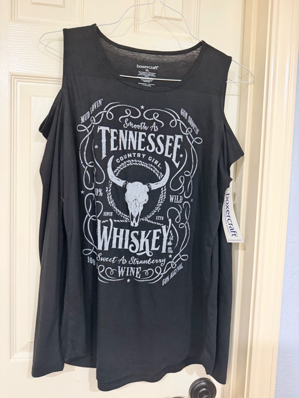 Boxercraft Tennessee Whiskey Graphic Cold Shoulder Top – XL NWT